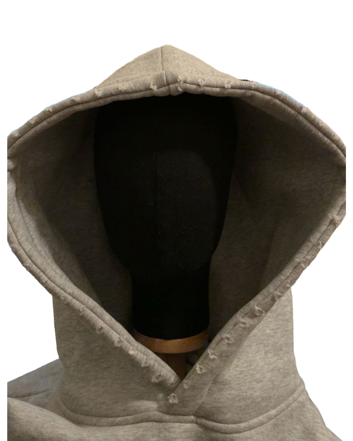 17 by C$N hoodie, hood detail, front view